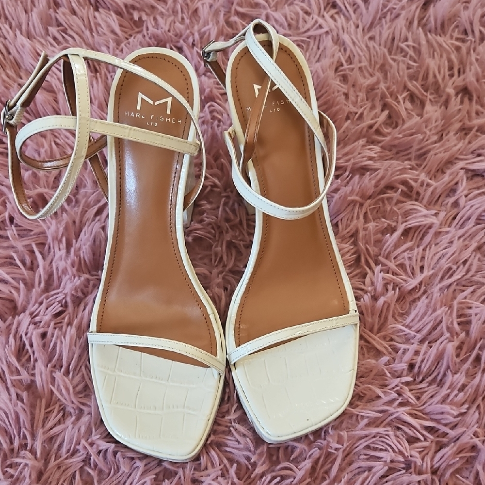 Marc Fisher Ivory Katin Platform Strappy Heels